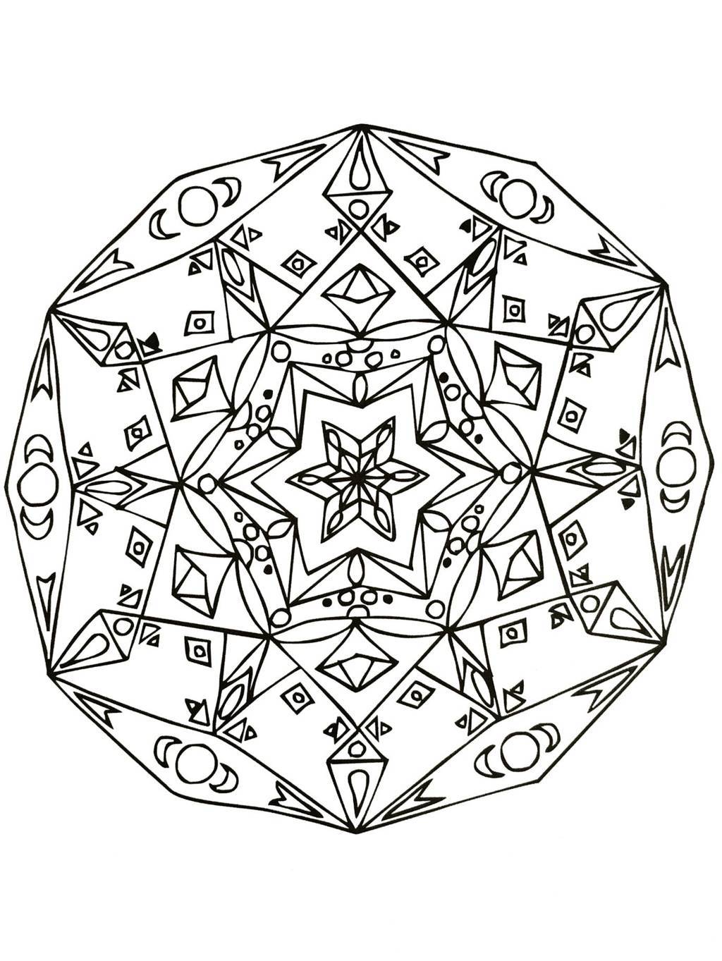 Coloriage Mandala fleuri avec rosaces circulaires - Mandala à imprimer